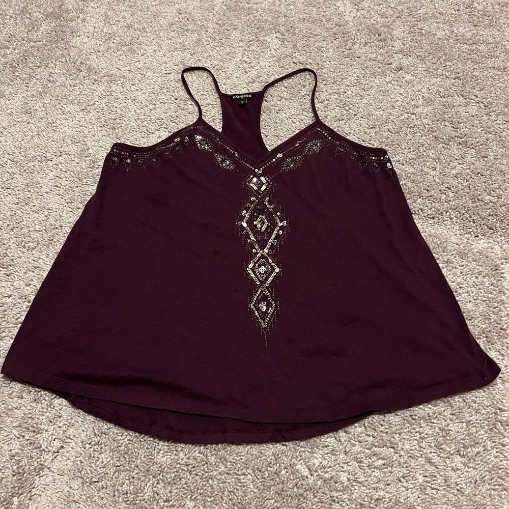 Express eggplant with sequin dress tank